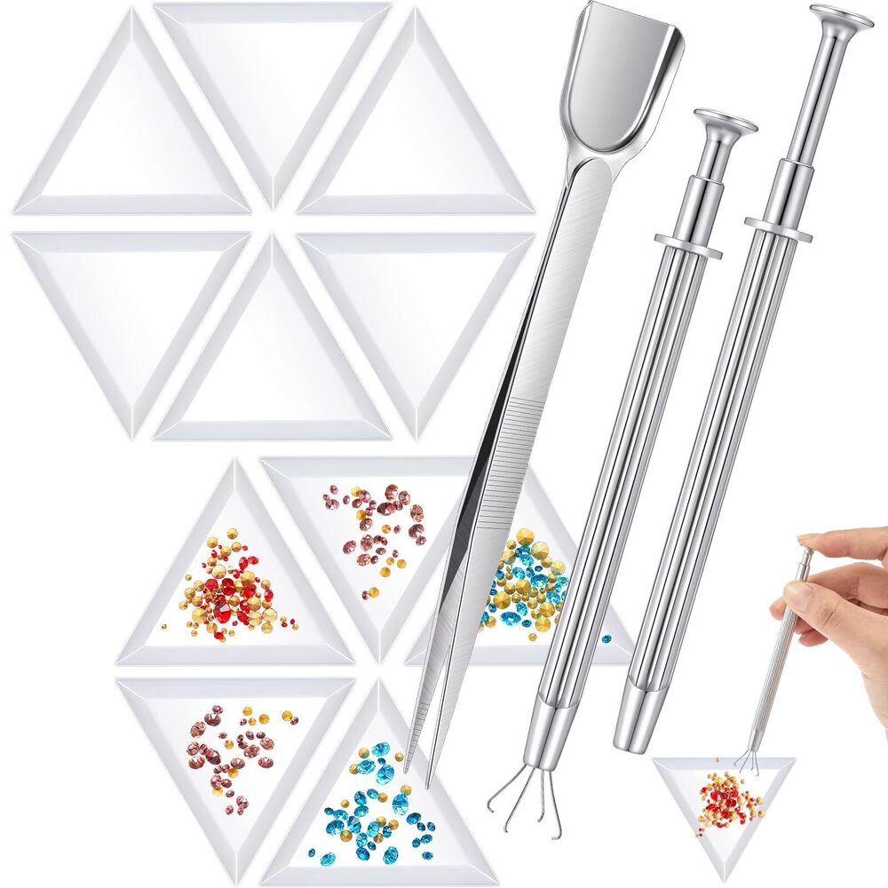 3553 20 Pieces Bead Sorting Trays Triangle and 3 Pieces Bead Scoop Piercing
